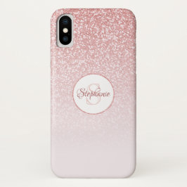 Blush Rose Gold Glitzer Monogram Case-Mate iPhone Hülle