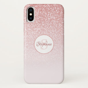 Blush Rose Gold Glitzer Monogram Case-Mate iPhone Hülle
