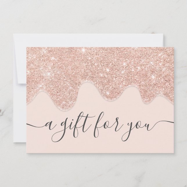 Blush Rose Gold Glitzer Tropfen Geschenkgutschein (Vorderseite)
