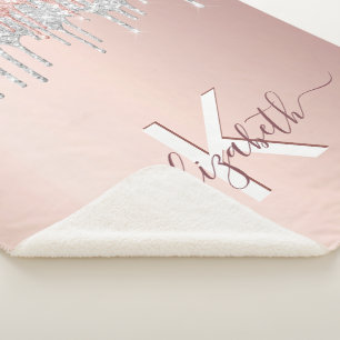 Blush Rose Gold Glitzer Tropfen Silber Sherpadecke