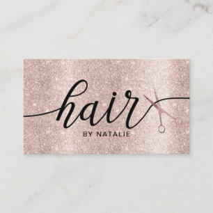 Blush Rose Gold Glitzer Typografy Hair Stylist Visitenkarte