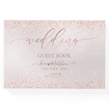 Blush Rose Gold Imitats Glitzer Hochzeit Gästebuch