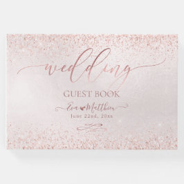 Blush Rose Gold Imitats Glitzer Hochzeit Gästebuch