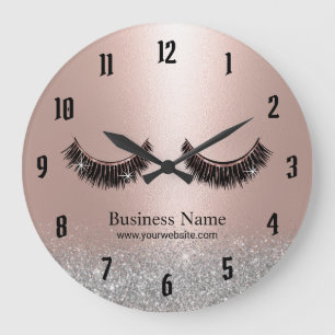 Blush Rose Gold Lashes Makeup Artist Beauty Salon Große Wanduhr