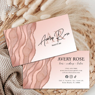 Blush Rose Gold Marmormor Agate Kosmetologe Beauty Visitenkarte