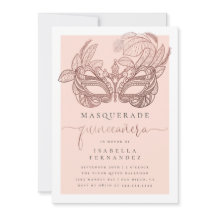 Blush & Rose Gold Masquerade Quinceñera Geburtstag