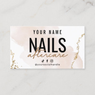 Blush Rose Gold Nails Aftercare Card Visitenkarte