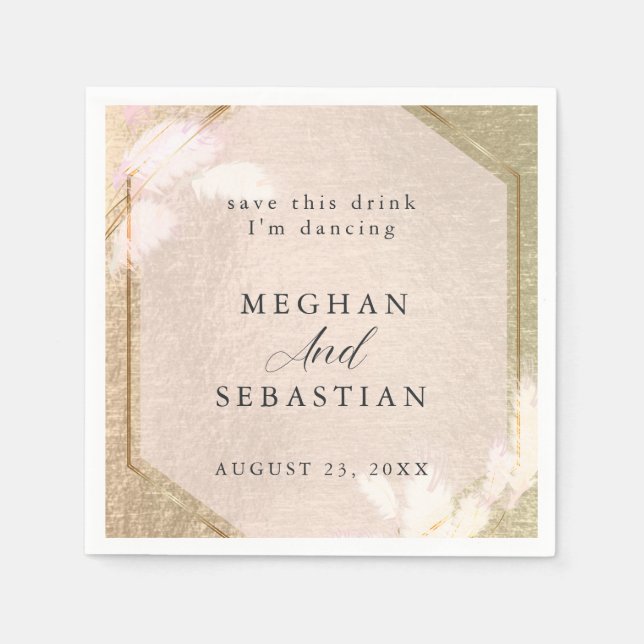 Blush Rose Gold Pampas Gras Serviette (Vorderseite)