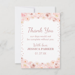 Blush Rose Gold Polka Dots Überraschung Geburtstag Dankeskarte
