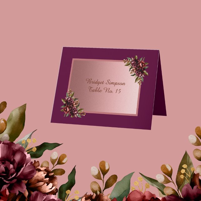 Blush Rose Gold - purple Floral Wedding Guest Card Dankeskarte (Von Creator hochgeladen)