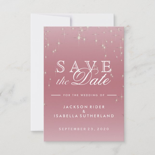 Blush Rose Gold Star Lights - Save the Date (Vorderseite)