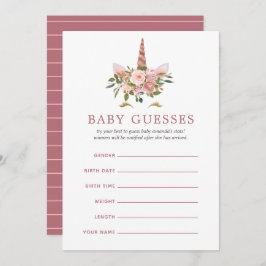 Blush & Rose Gold Unicorn Baby Shower Raten Einladung