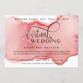 Blush Rose Gold Wasserfarbe, Online Virtual Weddin Einladung