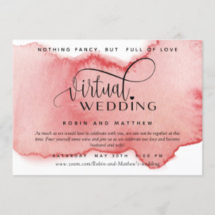 Blush Rose Gold Watercolor, Online Virtual Wedding Einladung