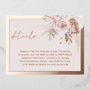 Blush Rose Gold Wedeldetails - Eintrittskarte Folie Einladungspostkarte