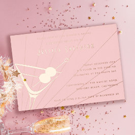 Blush Rose Golden Foil Martini Junggeselinnen-Absc Folieneinladung