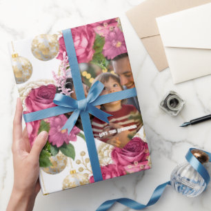 Blush Rose & Goldene Ornamente Maßgeschneidertes F Geschenkpapier