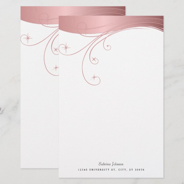 Blush-Rose Hochskalierungs-Design Briefpapier (Vorne/Hinten)