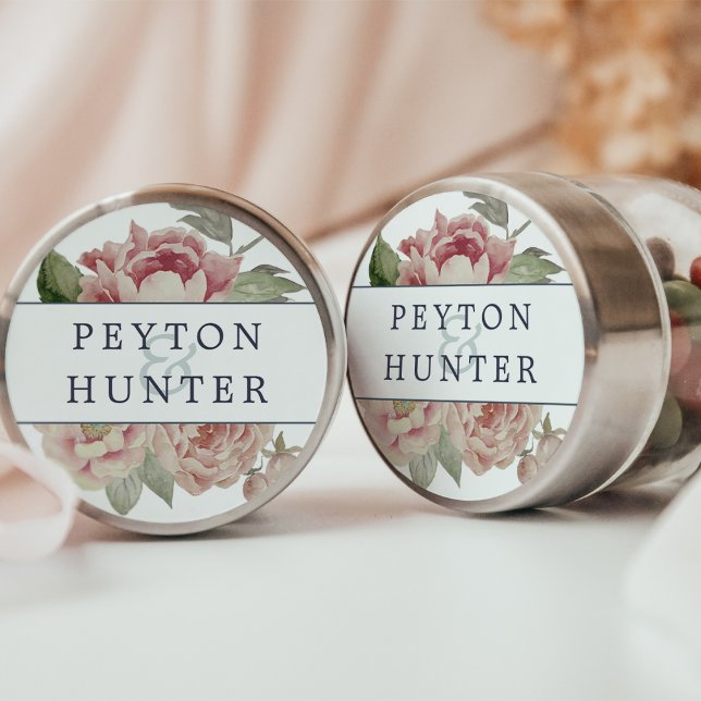 Blush-Rose-Hochzeit Runder Aufkleber (Von Creator hochgeladen)