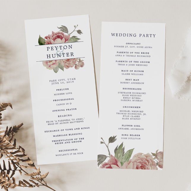 Blush Rose Hochzeitsprogramm Programm (Von Creator hochgeladen)