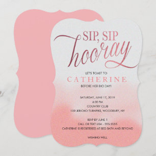 Blush & Rose Imitats Fossil, Sip Hooray Brautparty Einladung