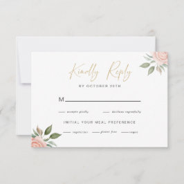 Blush-Rose Minimalistische Hochzeitkarte RSVP Karte