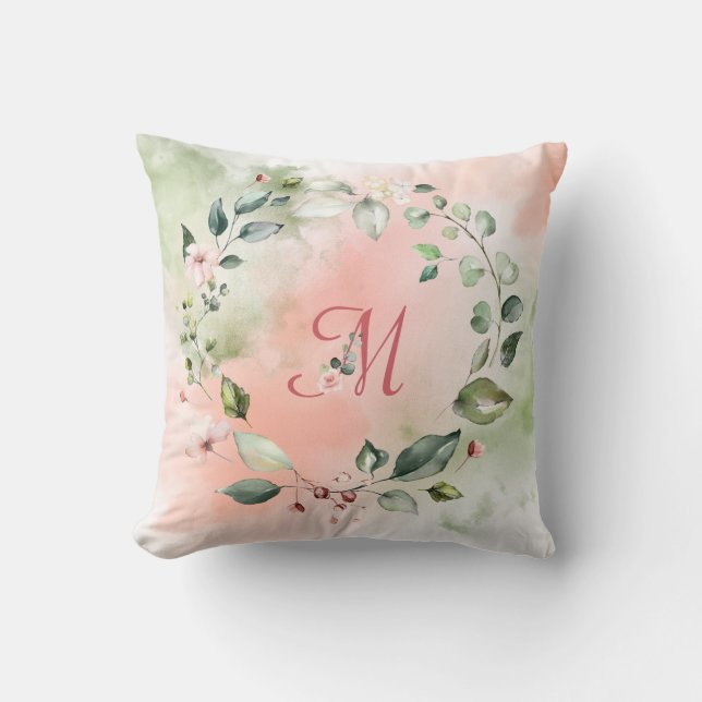Blush-Rose Monogram Kissen (Vorderseite)
