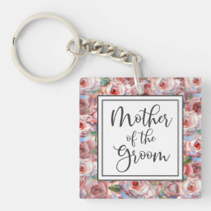 Blush Rose Muster Mutter des Groom Square Schlüsselanhänger
