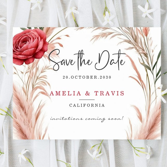 Blush Rose Pampas Grass Hochzeit Speichern Sie die Save The Date (Von Creator hochgeladen)