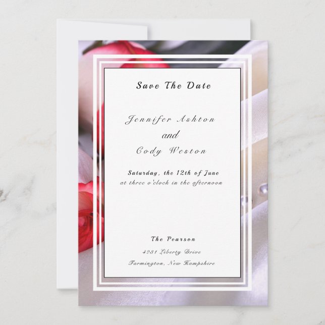 Blush Rose & Pearls Rosa Creme Hochzeit Save The Date (Vorderseite)