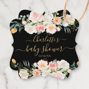 Blush Rose & Peonies Baby Dusche Gefallen Tag Geschenkanhänger