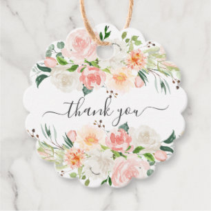 Blush Rose & Peonies Baby Dusche Gefallen Tag Geschenkanhänger