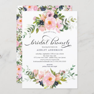 Blush Rose & Peonies Brautparty Brunch Einladung