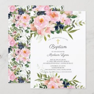 Blush Rose & Peonies Taufe Einladung