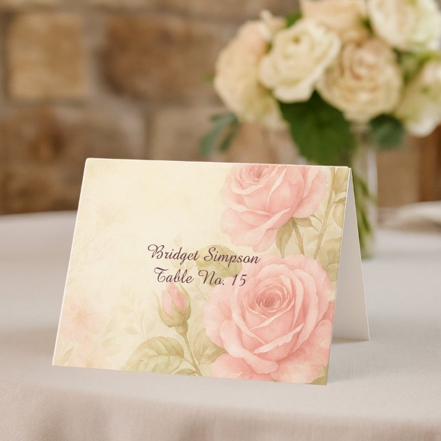 Blush Rose Romantische Vintage Gästekarte Dankeskarte (Von Creator hochgeladen)