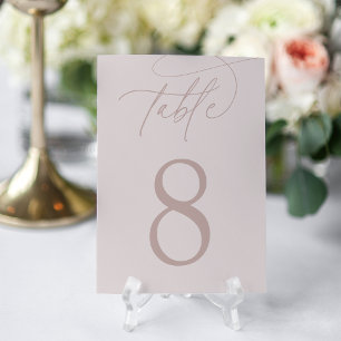 Blush + Rose Taupe   Einfache Elegante Script Tischnummer