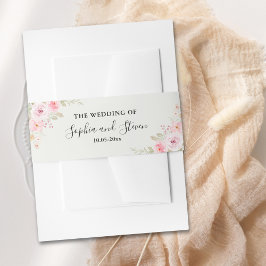 Blush Rose-Themed Elegant Wedding Einladungsbanderole