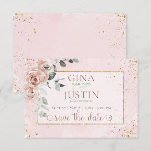 Blush-Rose und Goldakzente Hochzeit Save The Date