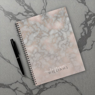 Blush Rose und Graumarmorierte Elegance Sketchbook Notizbuch