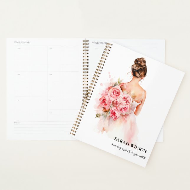 Blush Rose Wasserfarbe Hochzeitskraut Brautparty Planer (Anzeige)