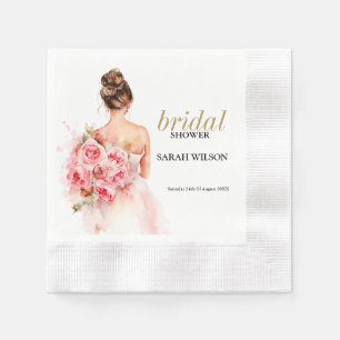 Blush Rose Wasserfarbe Hochzeitskraut Brautparty Serviette