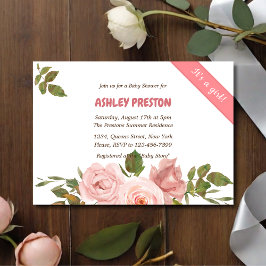 Blush Rose Wasserfarben BläsernBaby Dusche Einladung