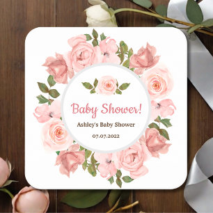 Blush Rose Wasserfarben BläsernBaby Dusche Rechteckiger Pappuntersetzer