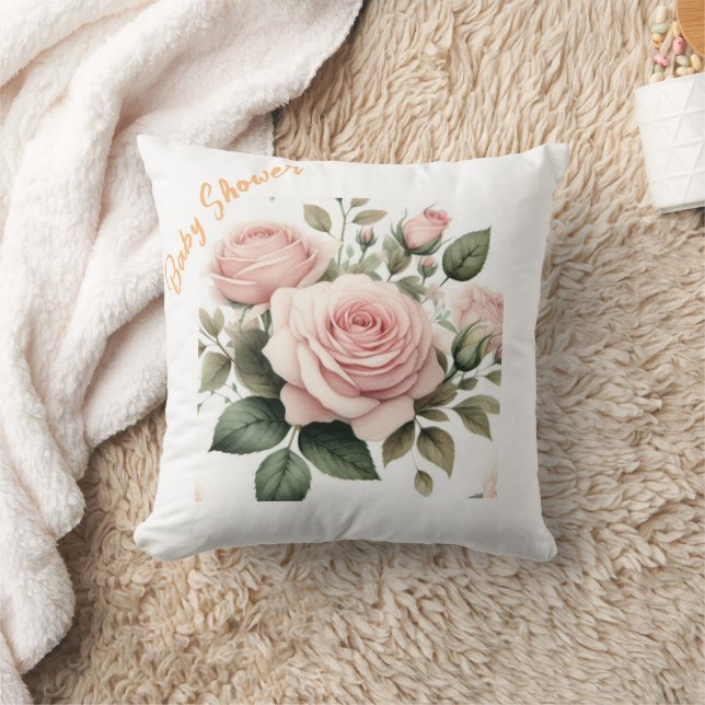 Blush-Rose Wasserfarben-Kissen Kissen (Decke)