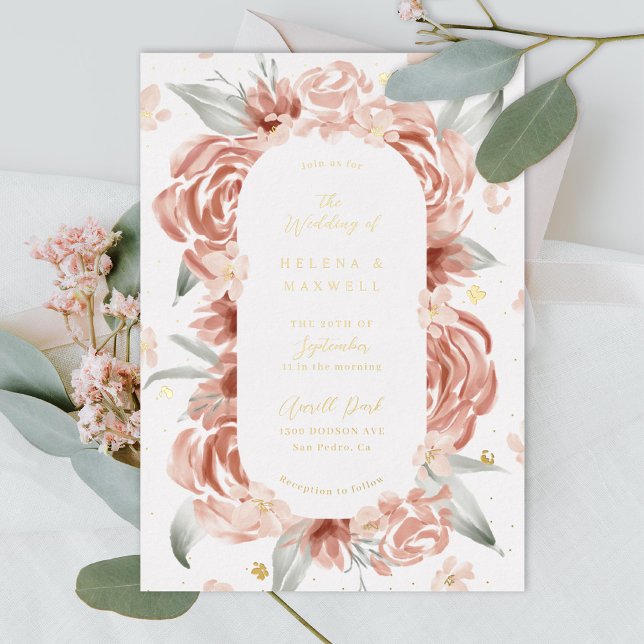 Blush Rose Wedding Gold Folieneinladung (Von Creator hochgeladen)