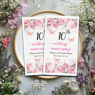 Blush-Rose zum 10. Geburtstag Serviette