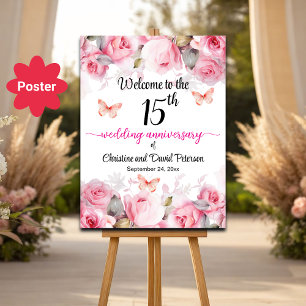 Blush Rose zum 15. Hochzeitstag willkommen Poster