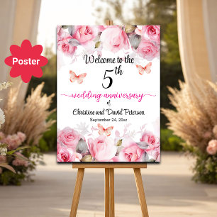 Blush Rose zum 5. Hochzeitstag willkommen Poster
