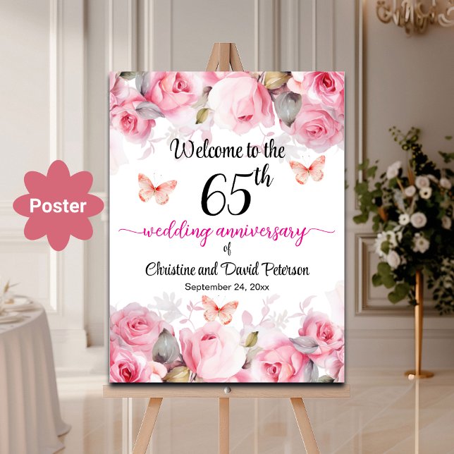 Blush Rose zum 65. Geburtstag begrüßen Poster (Von Creator hochgeladen)