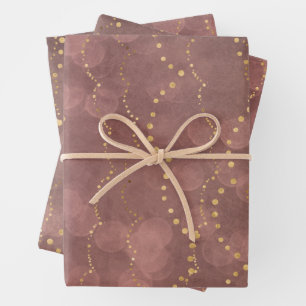 Blush Rosen Bokeh Golden Lights Weihnachtsfeiertag Geschenkpapier Set